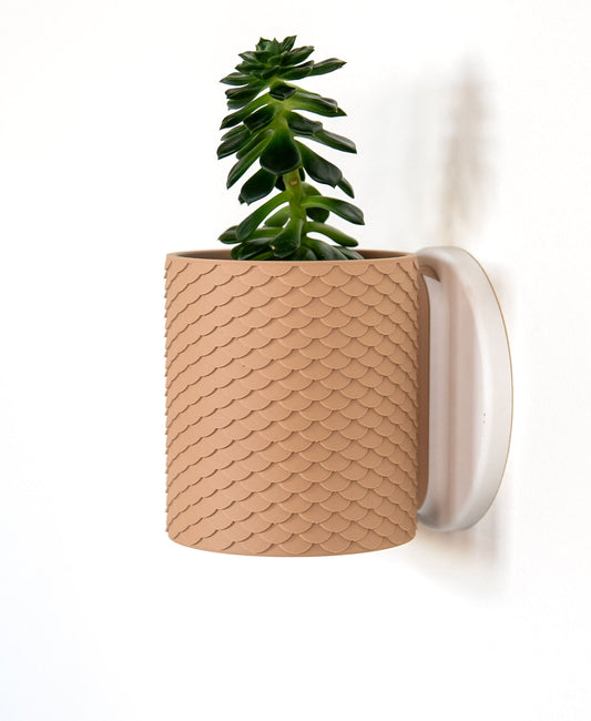 Schuppen Blumentopf – Elegante Linienführung mit integriertem Tropfbehälter für Tisch & Wand