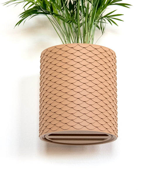 Schuppen Blumentopf – Elegante Linienführung mit integriertem Tropfbehälter für Tisch & Wand
